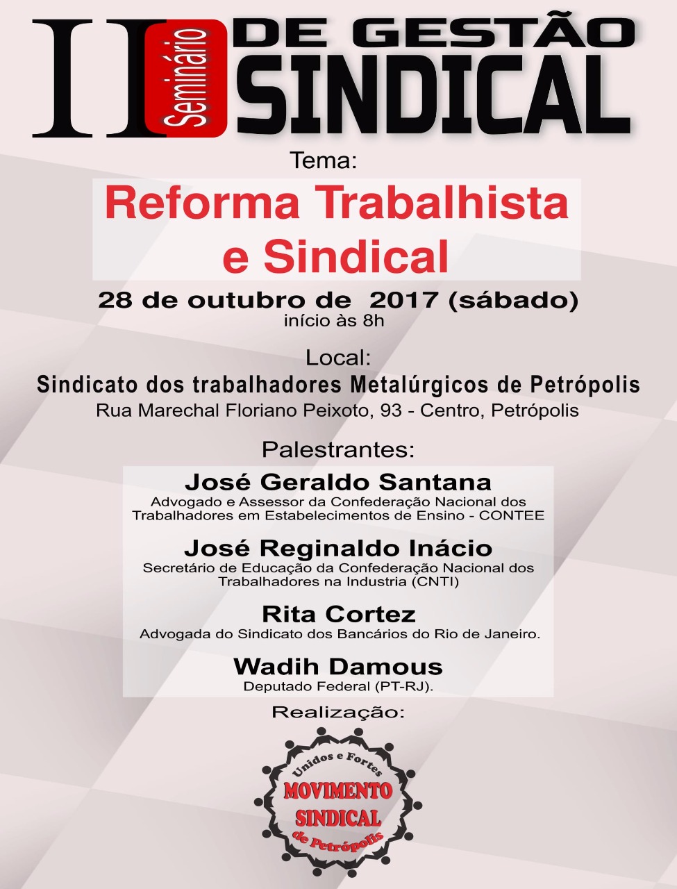 Petrópolis realiza 2º Seminário de Gestão Sindical