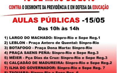 15 DE MAIO – GREVE NACIONAL DA EDUCAÇÃO CONTRA A REFORMA DA PREVIDÊNCIA