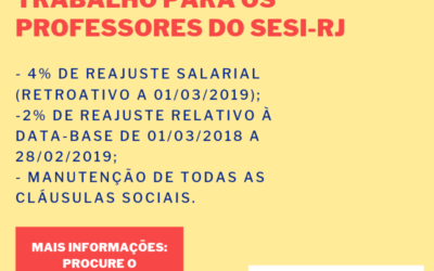 FETEERJ NEGOCIA ACORDO COLETIVO DE TRABALHO PARA OS PROFESSORES DO SESI-RJ