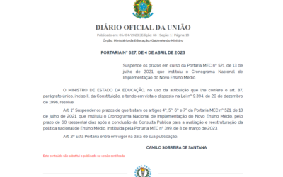 GOVERNO SUSPENDE CRONOGRAMA DO NEM POR 60 DIAS