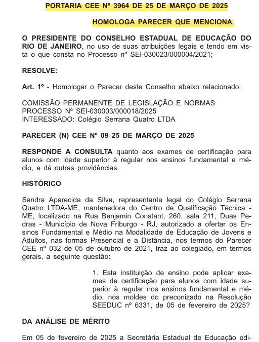 FETEERJ REPUDIA PORTARIA DO CEE-RJ QUE AUTORIZA INSTITUIÇÕES PRIVADAS DE ENSINO A FAZEREM CERTIFICAÇÃO DE EXAMES
