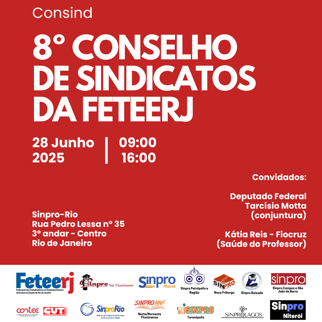 8º CONSIND DA FETEERJ ACONTECE NO SÁBADO, DIA 28/06
